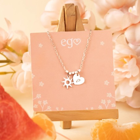 Cadena sol y corazón con inicial