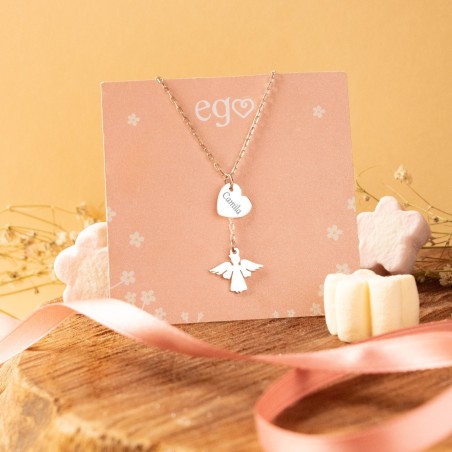 Cadena corazón y ángel