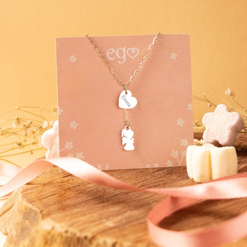 Cadena corazón y angelito