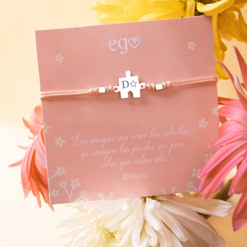 Pulsera  puzzle de amistad  con inicial