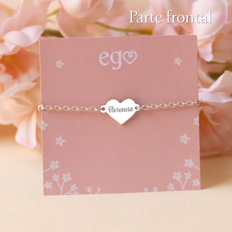 Pulsera de corazón con nombre grabado de graduación