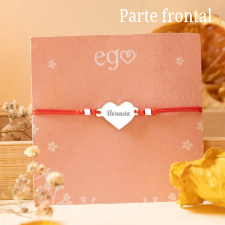 Pulsera de corazón con nombre grabado de graduación